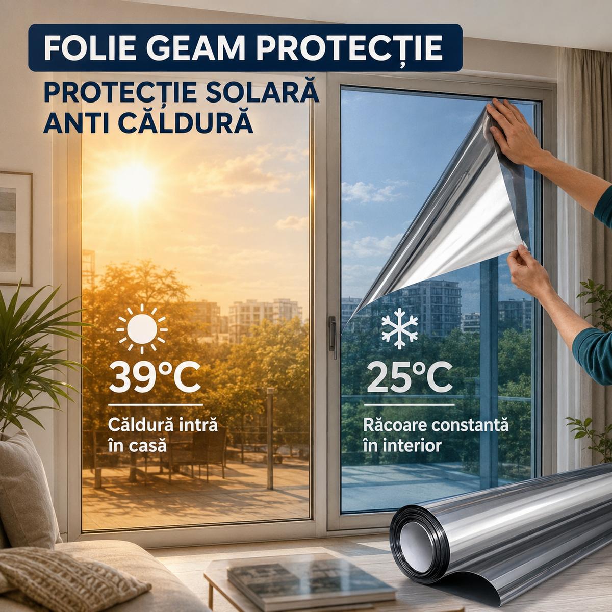 Folie Oglindă pentru Geam fără unelte necesare