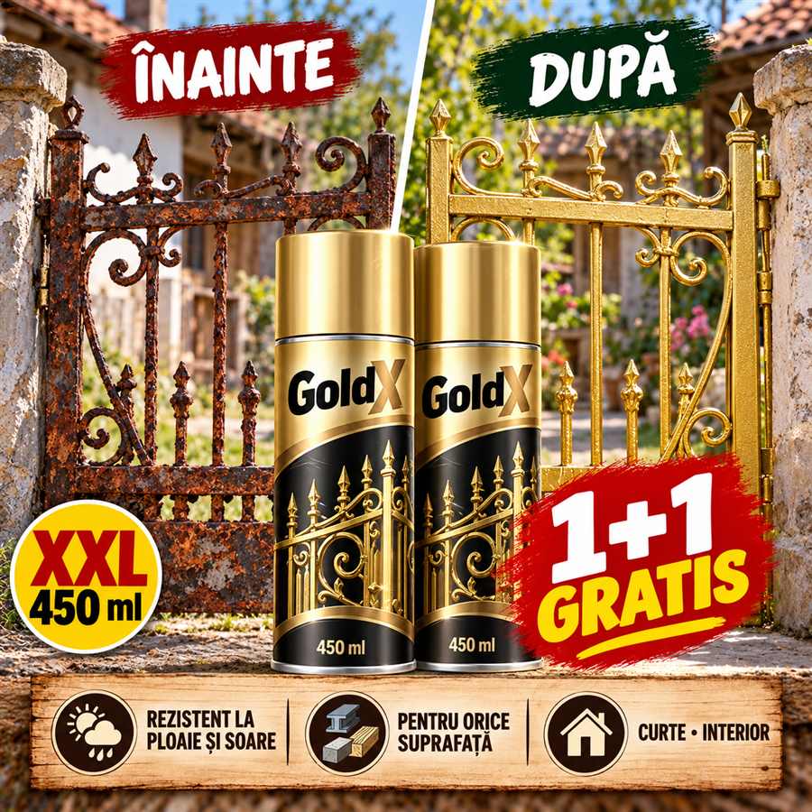 Spray Auriu lucios 18 kt. GoldX 450ml pentru orice suprafața