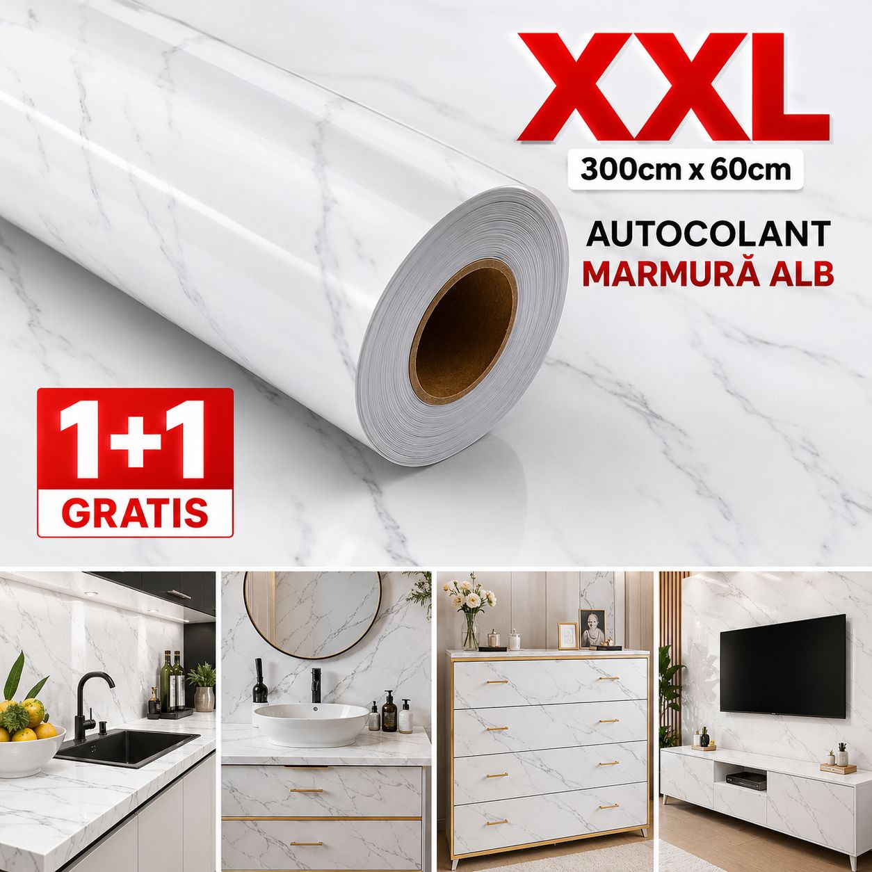 Autocolant marmura XXL (3mx60cm) 1+1 GRATIS