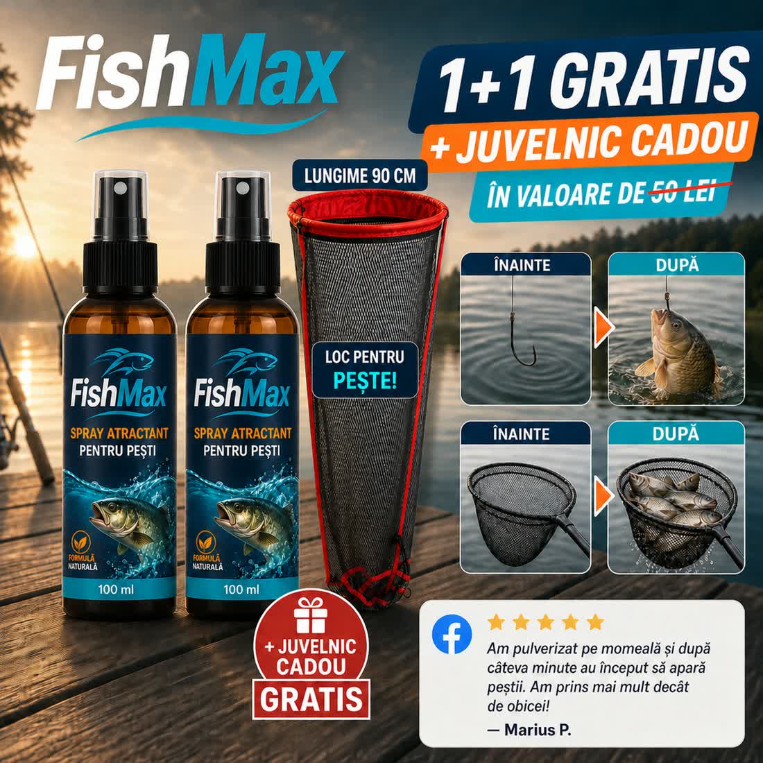 FishMax 1+1 GRATIS cu juvelnic cadou de 90 cm