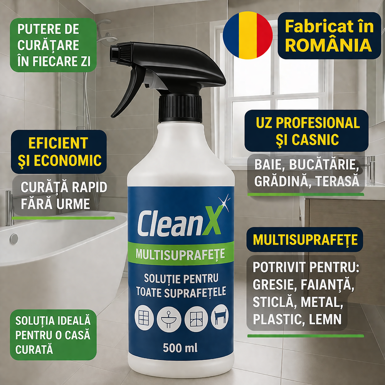 Soluție CleanX 500ml pentru toate suprafețele